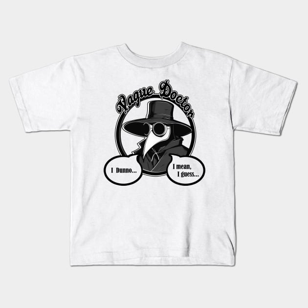 Vague Doctor - Black Outlined Version with Grey Accent Colors Kids T-Shirt by Nat Ewert Art